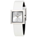  Shop Authentic Calvin Klein Mark Silver Dial White Leather Strap Watch for Women - K3R231L6 - Luxxuri