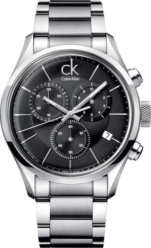  Shop Authentic Calvin Klein Masculine Chronograph Black Dial Silver Steel Strap Watch for Men - K2H27104 - Luxxuri