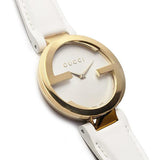  Shop Authentic Gucci G Interlocking White Dial White Leather Strap Watch For Women - YA133327 - Luxxuri