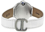  Shop Authentic Cartier Ballon Bleu De Cartier Silver Dial White Leather Strap Watch for Women - W6920086 - Luxxuri