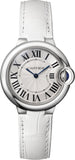  Shop Authentic Cartier Ballon Bleu De Cartier Silver Dial White Leather Strap Watch for Women - W6920086 - Luxxuri