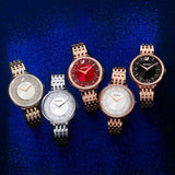  Shop Authentic Swarovski Crystalline Chic Red Dial Rose Gold Steel Strap Watch for Women - 5547608 - Luxxuri