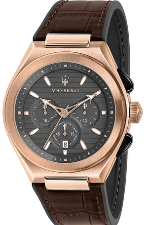  Shop Authentic Maserati Triconic Chronograph Grey Dial Brown Leather Strap Watch For Men - R8871639003 - Luxxuri