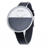  Shop Authentic Calvin Klein Rise White Grey Dial Black Leather Strap Watch for Women - K7A231C3 - Luxxuri