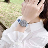  Shop Authentic Guess Confetti Crystal Silver Dial Blue Rubber Strap Watch For Women - W1098L3 - Luxxuri
