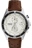  Shop Authentic Fossil Wakefield Chronograph White Dial Brown Leather Strap Watch for Men - CH2943 - Luxxuri