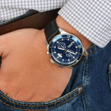  Shop Authentic Fossil Wakefield Chronograph Blue Dial Black Leather Strap Watch for Women - CH2945 - Luxxuri