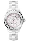  Shop Authentic Chanel J12 Quartz Diamonds Pink Dial White Steel Strap Watch for Women - J12 H5513 - Luxxuri