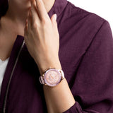  Shop Authentic Swarovski Octea Lux Chrono Pink Dial Pink Leather Strap Watch for Women - 5452501 - Luxxuri