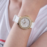  Shop Authentic Guess Crown Jewel Multifunction Diamonds White Dial White Leather Strap Watch for Women - GW0411L1 - Luxxuri