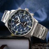  Shop Authentic Citizen Eco Drive Chronograph Blue Dial Silver Stainless Steel Watch For Men - CA0690-88L - Luxxuri