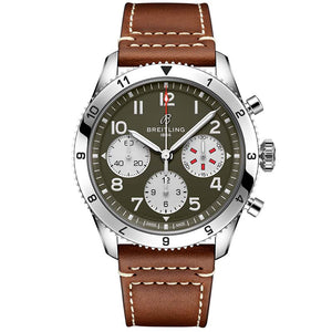  Shop Authentic Breitling Avi Chronograph 42 Curtiss Warhawk Green Dial Brown Leather Strap Watch for Men - A233802A1L1X1 - Luxxuri