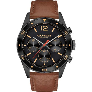 Coach Sullivan Chronograph Black Dial Brown Leather Strap Watch for Men - 14602070