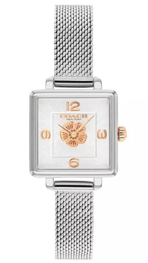 Coach Cass White Dial Silver Mesh Bracelet Watch for Women - 14503697