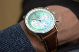  Shop Authentic Breitling Navitimer B01 Chronograph 41 Green Dial Brown Leather Strap Watch for Men - AB0139211L1P1 - Luxxuri
