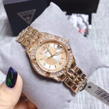 Shop Authentic Guess Crystal Diamonds Rose Gold Dial Rose Gold Steel Strap Watch For Women - W11069L1 - Luxxuri