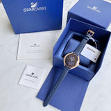 Shop Authentic Swarovski Crystalline Aura Blue Dial Blue Leather Strap Watch for Women - 5519447 - Luxxuri