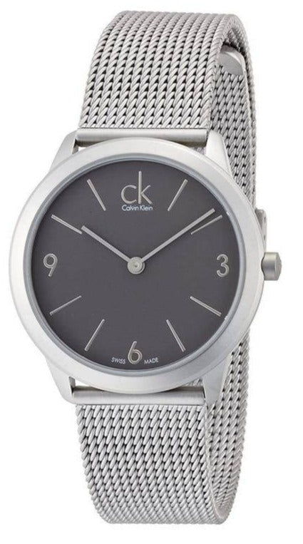  Shop Authentic Calvin Klein Minimal Grey Dial Silver Mesh Bracelet Watch for Men - K3M52154 - Luxxuri