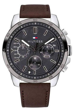  Shop Authentic Tommy Hilfiger Decker Grey Dial Brown Leather Strap Watch for Men - 1791562 - Luxxuri