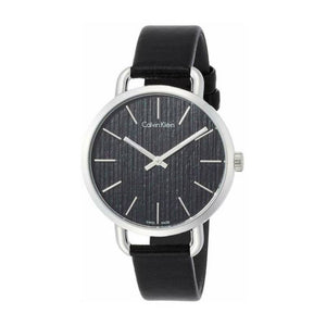  Shop Authentic Calvin Klein Even Black Dial Black Leather Strap Watch for Women - K7B231C1 - Luxxuri