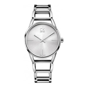  Shop Authentic Calvin Klein Stately Silver Dial Silver Steel Strap Watch for Women - K3G23128 - Luxxuri