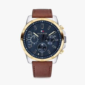  Shop Authentic Tommy Hilfiger Decker Blue Dial Brown Leather Strap Watch for Men - 1791561 - Luxxuri