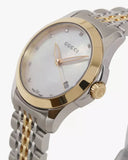  Shop Authentic Gucci G Timeless Diamonds Mother of Pearl Dial Two Tone Mesh Bracelet Watch for Women - YA126513 - Luxxuri