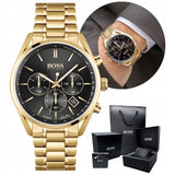  Shop Authentic Hugo Boss Champion Black Dial Gold Steel Strap Watch for Men - 1513848 - Luxxuri