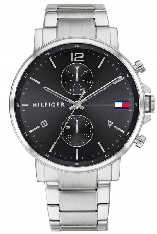  Shop Authentic Tommy Hilfiger Daniel Black Dial Silver Steel Strap Watch for Men - 1710413 - Luxxuri