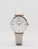  Shop Authentic Emporio Armani Gianni T Bar Quartz Mother of Pearl Dial White Leather Strap Watch For Women - AR1965 - Luxxuri