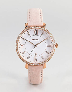  Shop Authentic Fossil Jacqueline White Dial Pink Leather Strap Watch for Women - ES4303 - Luxxuri