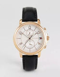  Shop Authentic Tommy Hilfiger Claudia White Dial Black Leather Strap Watch for Women - 1781817 - Luxxuri
