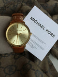  Shop Authentic Michael Kors Jaryn Quartz Gold Dial Brown Leather Strap Watch For Women - MK2496 - Luxxuri
