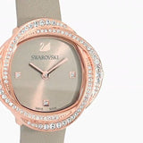  Shop Authentic Swarovski Crystal Flower Grey Dial Grey Leather Strap Watch for for Women - 5552424 - Luxxuri