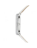  Shop Authentic Swarovski Crystal Frost Silver Dial White Leather Strap Watch for Women - 5484070 - Luxxuri