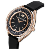  Shop Authentic Swarovski Crystalline Aura Black Dial Black Leather Strap Watch for Women - 5558634 - Luxxuri