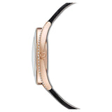  Shop Authentic Swarovski Crystalline Aura Black Dial Black Leather Strap Watch for Women - 5558634 - Luxxuri