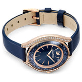 Shop Authentic Swarovski Crystalline Aura Blue Dial Blue Leather Strap Watch for Women - 5519447 - Luxxuri