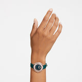  Shop Authentic Swarovski Crystalline Aura Blue Dial Blue Leather Strap Watch for Women - 5519447 - Luxxuri