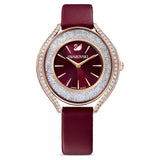  Shop Authentic Swarovski Crystalline Aura Red Dial Red Leather Strap Watch for Women - 5558637 - Luxxuri