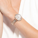  Shop Authentic Swarovski Crystalline Aura Silver Dial Rose Gold Steel Strap Watch for Women - 5519459 - Luxxuri