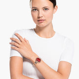  Shop Authentic Swarovski Crystalline Chic Red Dial Rose Gold Steel Strap Watch for Women - 5547608 - Luxxuri