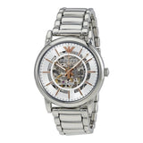  Shop Authentic Emporio Armani Meccanico Skeleton Silver Dial Silver Steel Strap Watch For Men - AR1980 - Luxxuri