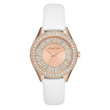  Shop Authentic Michael Kors Harlowe Analog Rose Gold Dial White Leather Strap Watch For Women - MK2989 - Luxxuri