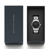  Shop Authentic Daniel Wellington Iconic Link Black Dial Silver Steel Strap Watch For Women - DW00100342 - Luxxuri