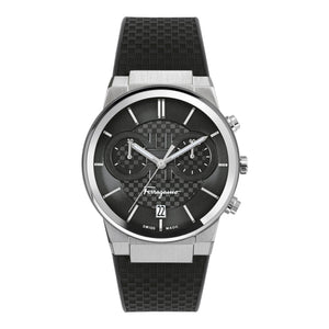  Shop Authentic Salvatore Ferragamo Sapphire Chrono Black Dial Black Silicone Strap Watch for Men - SFME00121 - Luxxuri
