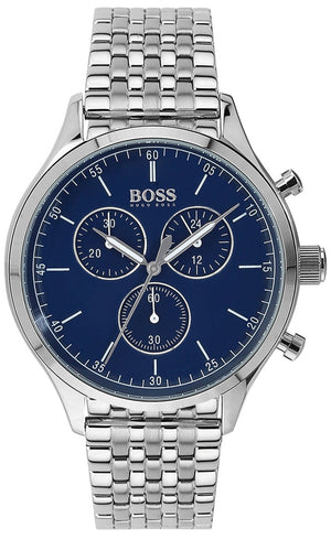  Shop Authentic Hugo Boss Companion Blue Dial Silver Steel Strap Watch for Men - 1513653 - Luxxuri