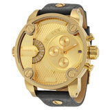  Shop Authentic Diesel Mr Daddy Gold Dial Black Leather Strap Watch For Men - DZ7363 - Luxxuri