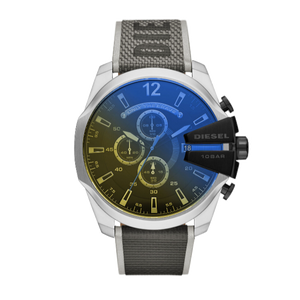  Shop Authentic Diesel Mega Chief Quartz Black Dial Grey Leather Strap Watch For Men - DZ4523 - Luxxuri
