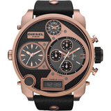  Shop Authentic Diesel Big Daddy Gold & Black Dial Black Leather Strap Watch For Men - DZ7261 - Luxxuri